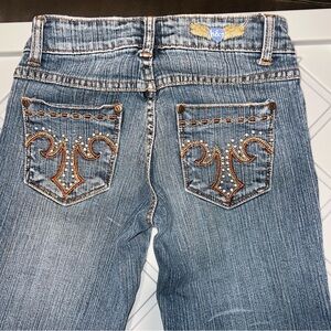 H&G Women's Boot Cut Jeans - Blue with Orange Embroidery